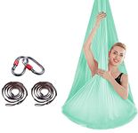 Kartfury Aerial Yoga Hammock 2.8Mx6M- Premium Aerial Silk Yoga Swing for Antigravity Yoga, Inversion Exercises - Extension Straps, Carabiners and Pose Guide Included (Light Green)