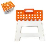 9 inch small folding step stool for adults-kids-infant,Heavy duty foldable stools for adults,non slip kitchen stool-garden stool, (Orange White)