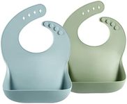 PandaEar Silicone Baby Feeding Bibs for Babies & Toddlers (10-72 Months) Waterproof, Soft, Unisex, Non Messy |Blue Green