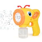 VikriDA Bubble Gun Machine for Kids Toddlers | 5000+ Bubbles Per Minute | Leak-Proof, Automatic Space Bubble Blower with Led Light - Yellow