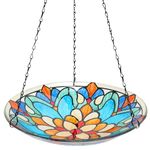 MUMTOP Hanging Bird Bath-Bird Baths for Outdoors - 12 Inch Glass Bird Water Bowl Bird Feeders for Outside, Garden, Lawn Yard Decor