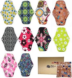 ZCOINS 10PCS Reusable Sanitary Towels Women Hygiene Sanitary Pads for Day and Medium Flow, Washable Bamboo Cloth