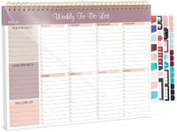 Weekly To Do List Notepad, Weekly Desk Planner with 52 Tear Off Sheets Undated Weekly Planner Habit Tracker & Productivity Organizer for Home School and Work, 8.5''x11'' -Lilac