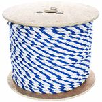 Golberg Twisted Polypropylene Pool Rope (1/4 Inch - 3/4 Inch) 3-Strand Polypro Cord - Lightweight Utility Rope - for Landlines, Safety Lines, Pool Lanes, More (25 ft - 600 ft, Blue and White)