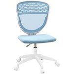 Vinsetto Office Chair, Computer Desk Chair, Armless Swivel Chair with Adjustable Height, Rolling Wheels and Mesh Back Support for Home Students Study, Blue