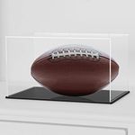 Football Display Case, HEMYLU Acrylic Display Box with Matt Black Base Compatible with Full Size Football, UV Protected Clean Football Case with Lid Design (12x8x8 inch)