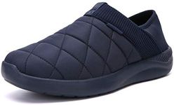 KUBUA Slippers for Men and Womens Indoor House Shoes Plush Slip on Outdoor Garden Loafers Dark Blue 9 Women / 7 Men