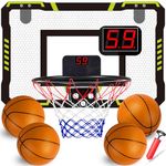 TEUVO Mini Basketball Hoop Toys for Kids 3 4 5 6 7 Year Old Indoor Basketball Hoop Interieur with 4 Balls Automatic Scoring for Over Door Room & Outdoor Net Panier Basketball Sport Games for Boys Girl