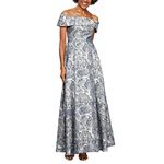 Alex Evenings Women's Formal Long Ballgown, Mother of The Bride Dress with Pockets, Silver/Multi, 12