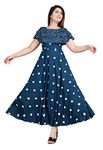 Mintmarie Women's Polka Dot Fit and Flared Royon Dress (XX-Large, Teal Blue)