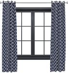 Sunnydaze 52-Inch x 108-Inch Light Filtering Indoor/Outdoor Curtain Panel - Water-Resistant - Blue Quatrefoil - Set of 2