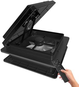 2012 14" x 14'' RV Vent Fan Ventilation 12V Reversible Super Quiet Exhuast RV Roof Vent with Rain Sensor, Remote Control for Motorhome Camper Van Trailer Bathroom Roof Fan - Black