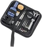 SE 13-Piece Watch Repair Tool Kit - Includes Case Opener, Tweezers, Screwdrivers, Spring Bar Tool, and More - Complete Set in Canvas Zip Pouch for DIY Watch Maintenance - JT6222