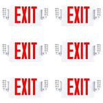 Sunco 6 Pack Red Exit Signs With Emergency Lights, Two Adjustable LED Lights, 94V-0 Fire Resistant, Backup Battery, 120-277V, Wall Or Ceiling Mount, Commercial Grade Double Sided UL