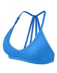 YEOREO Workout Sports Bras for Women Padded Backless Gym Bra Lorelie Light Impact Strappy Criss Cross Yoga Crop Top Blue M