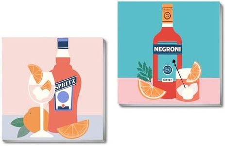 cupmod 2 Pack Fraemd Paint by Numbers Kit for Adults,Easy DIY Acrylic Watercolor Adult Paint by Number Kits on Canvas,Cocktail Paint by Number for Adults Beginners for Home Wall Decor (8x8inch)