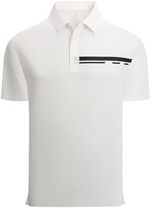 Alex Vando Mens Pique Golf Shirt Seamless Collar Moisture-Wicking Short Sleeve Dynamic Polo Shirts for Men,White,L