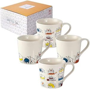 SPOTTED DOG GIFT COMPANY - Tazza con gatti divertenti - tazze grandi per caffè e tè a colazione - idee regalo per uomo e donna - in porcellana - set di 4 tazze