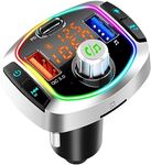 FM Bluetooth Transmitter Car, Wireless Bluetooth FM Radio Adapter with QC+ PD3.0 USB C Fast Charger, Voice Assistant,Hands-Free Calling, Support TF Card and USB Flash Drive