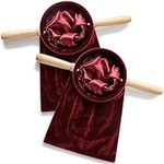 Tioncy Set of 2 Church Tithe Offering Bags with Wooden Handles Church Collection Bag with Handles for Churches Communion Supplies (Red)