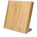 Navaris Bamboo Magnetic Knife Holder - Universal Magnetic Block & Organiser for Knives, Scissors, Kitchen Cutlery - Large Wooden Storage Rack