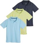 3 Pack: Boy's Active Athletic Polo Shirt Teen Boys Dri Fit Boy Shirts Polos Button Uniform Kids Tee Short Sleeve Golf Tennis Clothing Black Performance School Dress Casual Tops - Set 6, XL (14/16)