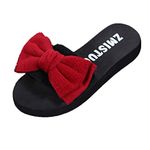 Xmiral Slipper Sandals Women Bow Beach Shoes Indoor Outdoor Flip-flops EVA Injection Shoes(2.5 UK,Red)