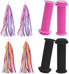 4 PCS Bike Handlebar Grips, 22 mm Kid Bicycle Grips Handlebar with 4 PCS Kids Bicycle Tassel Ribbon Soft Rubber Kids Bike Grips for Scooter Kids Bike Mountain Road Bike Boys Girls Bike (4 Colors)