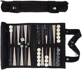 Sondergut- Backgammon - Genuine Leather Backgammon - Travel Backgammon (Black)