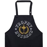 EXPRESS-STICKEREI TROPHY HUSBAND Adjustable Apron for Men | Cooking Kitchen Aprons with Pocket for Utensils, Recipes, Beer | Birthday Gift Apron for Cooking, Grilling, Meat Lover Husband