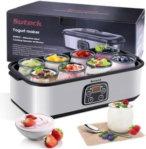 Yogurt Maker Automatic Digital Yoghurt Maker Machine with 8 Glass Jars 48 Ozs (6Oz Each Jar) LCD Display with Constant Temperature Control Stainless Steel Design for Home Use