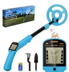 OMMO Metal Detector Kids, Adjustable Stem18.3''-37.8'' Metal Detector with LCD Display, Lightweight Kids Metal Detector with 6'' Waterproof Search Coil, Beginners Metal Detector with Shovel and Rake