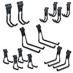 Dobures Slatwall Hooks Garage Hooks, SlatWall Accessories, Multi Size Garage Hanger, Hangers, Hooks Wall Mount Tool Holder for Ladder Garden Tools (14 Pack, Black)