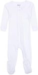 Leveret Solid Kids Pajamas Baby Sleepsuits Boys & Girls Footed Pajamas 100% Cotton (Size 3 Months-5 Years) - White - 0-3 Months