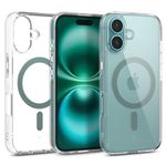 CASEOLOGY by Spigen Capella Mag for iPhone 16 Case [Ultra Clear] Magnetic Military Grade Drop Protection Side Grip Patterns Back Cover Case for iPhone 16 (TPU and PC | Clear Desert Green)