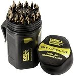 Drill America 29 Piece Cobalt Stepped Point Drill Bit Set in Round Case w/Gold Oxide Finish for Drilling Acrylic, Steel, Hard Metals, Sizes 1/16" to 1/2" x 64ths, GSC Series ZMGSC29J-PC