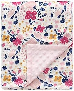 CREVENT Minky Floral Baby Blanket for Girls, Soft Plush Receiving Crib Blanket for Newborns Toddlers Bedding (Flowers 76x102cm)