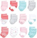 Luvable Friends Baby, Coral Dots, Unisex Newborn Terry Socks, 0-6 Months, (Pack of 12)