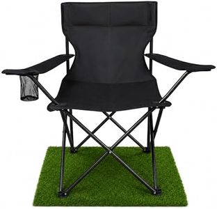Duraso® Portable Folding Camping Black Chair | Heavy Duty Outdoor Seat with Carry Bag Shoulder Strap Nylon Fabric Fishing Beach Picnic Travel Chair