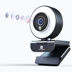 VITADE 960A Webcam 1080P Full HD, with Dual Microphones, 30FPS with 3 Levels Ring Light, Adjustable, Auto Focus, H.264 Exposure Correction Plug and Play, for Gaming, Zoom, PC/Mac, Live Streaming