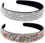 Sparkling Crystal Headband 2pcs Rhinestone Headbands Velvet Fabric Padded Hairbands Hair Accessories for Women Girls YISSION