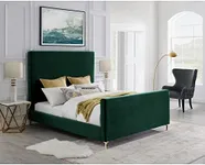 Inspired Home Velvet Bed - Hunter Green | Design: Dean | Queen | 90.2L x 67.3W x 65H