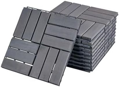 Interlocking Deck Tiles, Square Solid Wood Portable Deck Tiles, Flooring Outdoor Waterproof for Patio, Bancony, Pool Side.