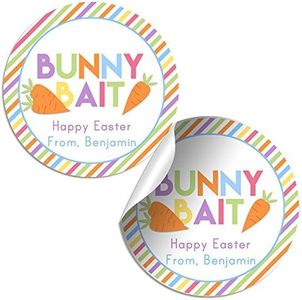 Bunny Bait Personalized and Custom Easter Stickers, Set of 40 2 inch Round Stickers for Gifts
