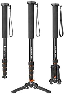 Monopié, Moman MA65 Monopod Viaje Ligero Extensible Portátil aleación de Aluminio con Base de Trípode para Cámara Reflex DSLR Vídeo Fotografia 50-165cm Máxima Carga 10kg, Negro Naranja