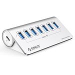 ORICO USB 3.0 Hub Aluminum [5Gbps], 7 Port USB Hub with 1.64Ft USB-C Cable and USB-A Adapter USB Splitter for iMac, All MacBooks, Mac Mini