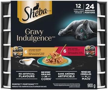 Sheba Gravy Indulgence Perfect Portions Adult Wet Cat Food Chicken & Beef Entrée in Extra Gravy Variety Pack, (12) 75g Trays