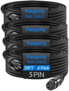 5 Pin DMX Cables 25 FT 4 Pack with 3 Conductors for Stage Lighting & Controller