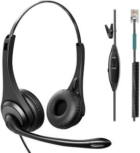 Phone Headsets for Office Phones - Corded Telephone Headset w/Noise Canceling Mic, Headset for Phones Landline Office Compatible with Polycom Plantronics Nortel Toshiba Mitel ShoreTel Deskphones etc
