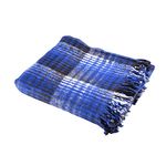 Hugger Mugger Recycled Plaid Yoga Blanket - Blue - Use as a Yoga Prop, Made From Recycled Materials, Very Soft, Supportive, Extra Thick, Warm and Cozy